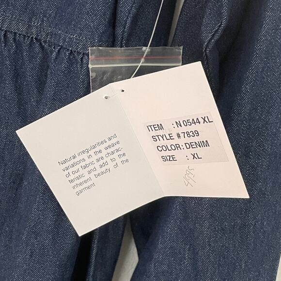 Vtg 90s Denim Maxi Dress XL Prairie Button Down Cowgirl Modest Cottagecore - Picture 7 of 9